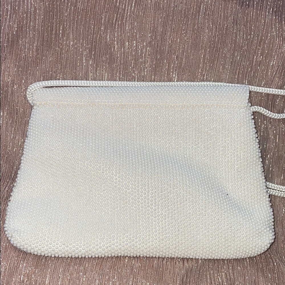 White Textured Clutch with Flap Closure - Picture 5 of 9